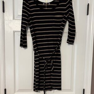 Banana Republic Black and Tan Striped Dress